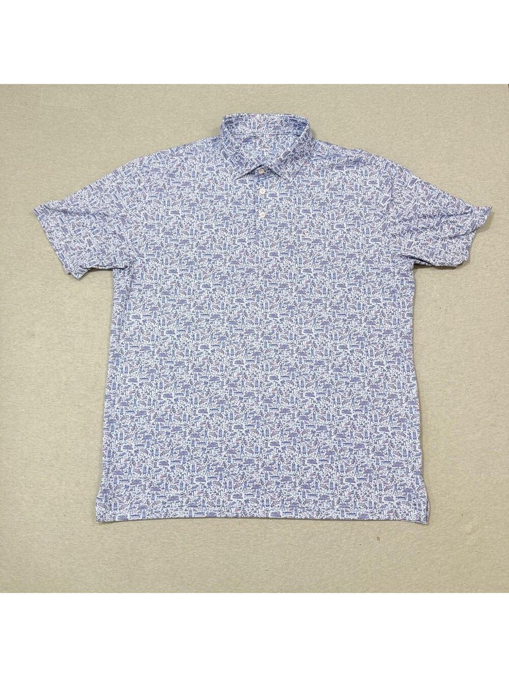 Rhoback The Houston Performance Polo Shirt Mens XL Blue Texas Space City Golf